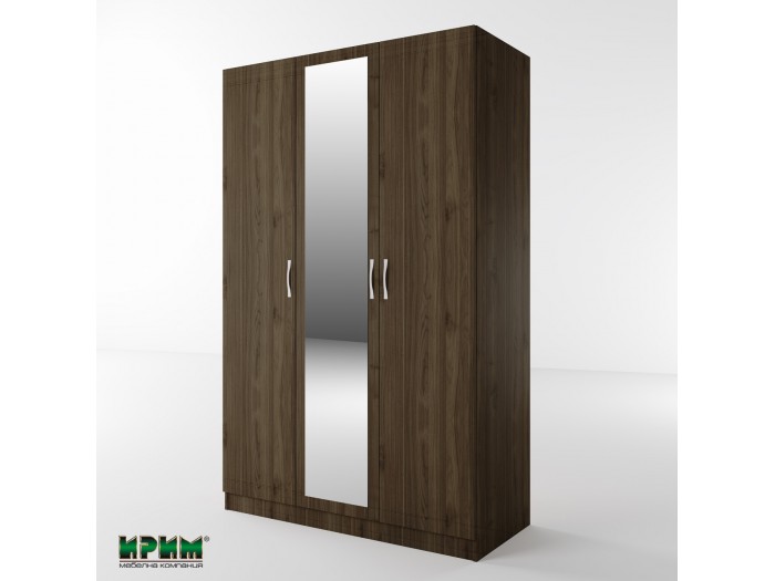 Трикрилен гардероб с огледало Сити 1003 (орех адмирал)